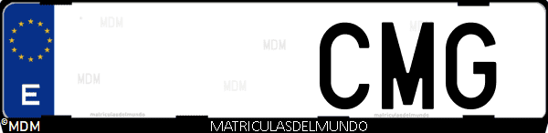 Imágen de matrícula de coche con letras CMG de España