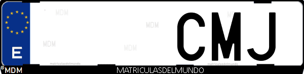 Imágen de matrícula de coche con letras CMJ de España