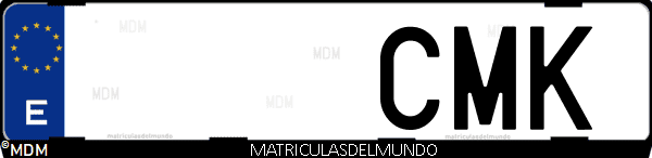 Imágen de matrícula de coche con letras CMK de España
