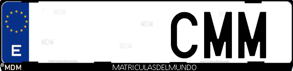 Imágen de matrícula de coche con letras CMM de España