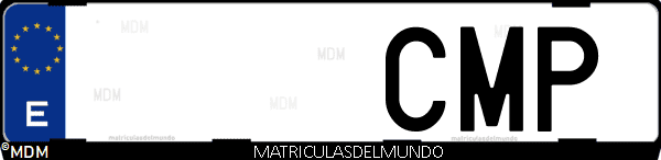 Imágen de matrícula de coche con letras CMP de España