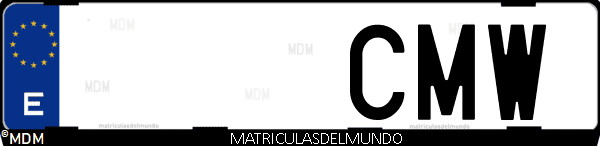 Imágen de matrícula de coche con letras CMW de España