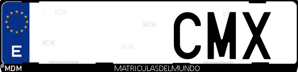 Imágen de matrícula de coche con letras CMX de España