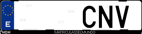 Imágen de matrícula de coche con letras CNV de España