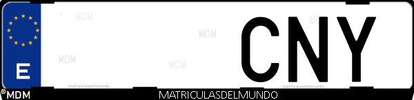 Imágen de matrícula de coche con letras CNY de España