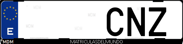 Imágen de matrícula de coche con letras CNZ de España