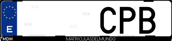Imágen de matrícula de coche con letras CPB de España