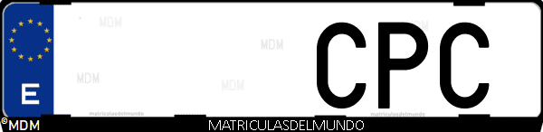 Imágen de matrícula de coche con letras CPC de España
