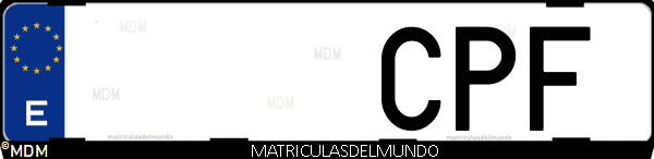 Imágen de matrícula de coche con letras CPF de España