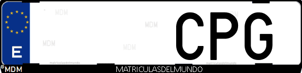 Imágen de matrícula de coche con letras CPG de España