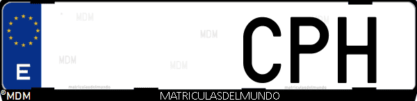 Imágen de matrícula de coche con letras CPH de España