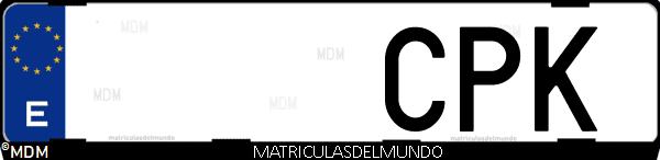 Imágen de matrícula de coche con letras CPK de España