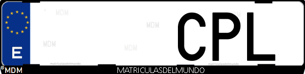 Imágen de matrícula de coche con letras CPL de España