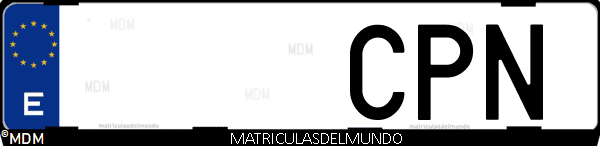 Imágen de matrícula de coche con letras CPN de España