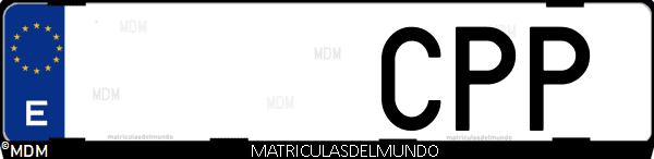 Imágen de matrícula de coche con letras CPP de España