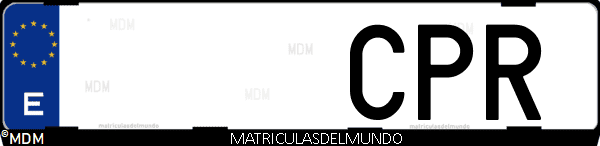 Imágen de matrícula de coche con letras CPR de España