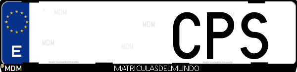 Imágen de matrícula de coche con letras CPS de España