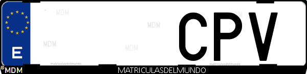 Imágen de matrícula de coche con letras CPV de España