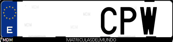Imágen de matrícula de coche con letras CPW de España