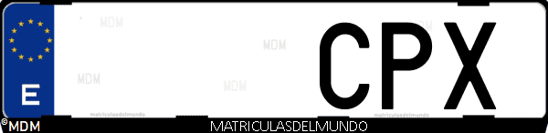 Imágen de matrícula de coche con letras CPX de España
