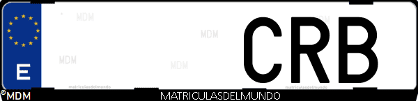 Imágen de matrícula de coche con letras CRB de España