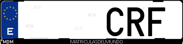 Imágen de matrícula de coche con letras CRF de España