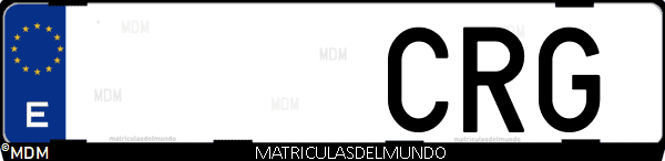 Imágen de matrícula de coche con letras CRG de España