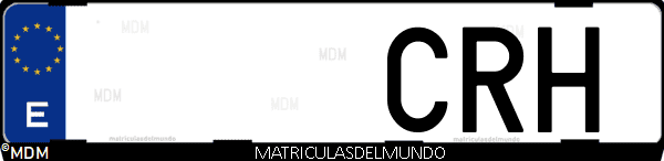 Imágen de matrícula de coche con letras CRH de España