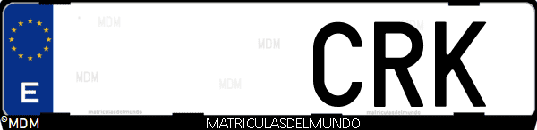 Imágen de matrícula de coche con letras CRK de España