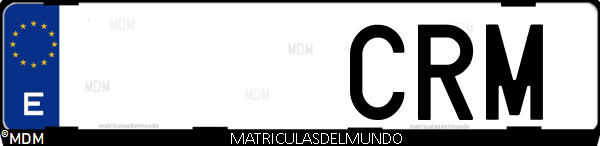 Imágen de matrícula de coche con letras CRM de España