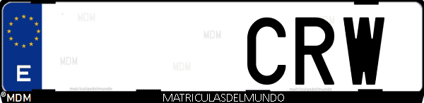 Imágen de matrícula de coche con letras CRW de España