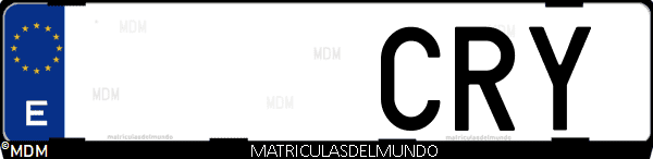 Imágen de matrícula de coche con letras CRY de España