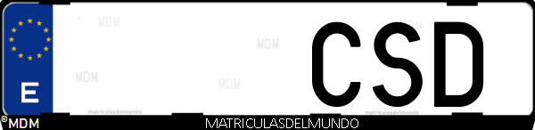 Imágen de matrícula de coche con letras CSD de España