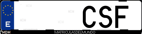 Imágen de matrícula de coche con letras CSF de España