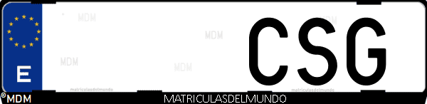 Imágen de matrícula de coche con letras CSG de España