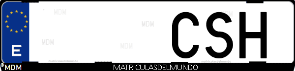 Imágen de matrícula de coche con letras CSH de España