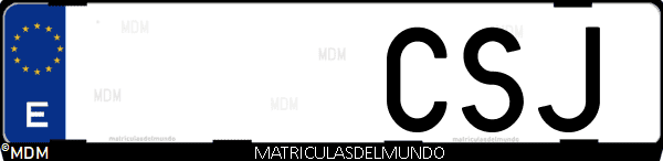 Imágen de matrícula de coche con letras CSJ de España