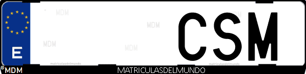 Imágen de matrícula de coche con letras CSM de España