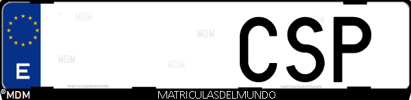 Imágen de matrícula de coche con letras CSP de España