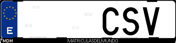 Imágen de matrícula de coche con letras CSV de España
