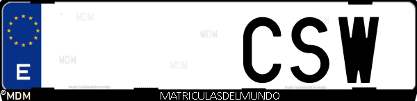 Imágen de matrícula de coche con letras CSW de España