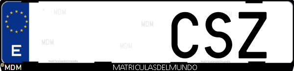 Imágen de matrícula de coche con letras CSZ de España