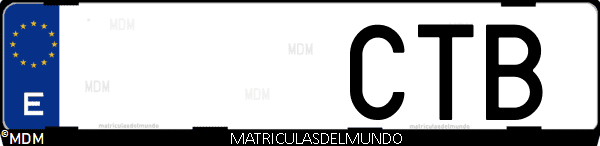 Imágen de matrícula de coche con letras CTB de España