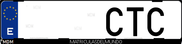 Imágen de matrícula de coche con letras CTC de España