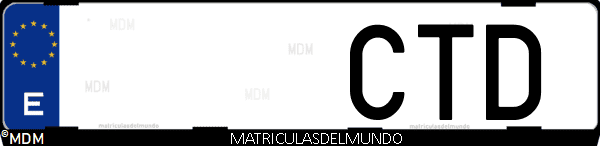 Imágen de matrícula de coche con letras CTD de España