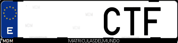 Imágen de matrícula de coche con letras CTF de España