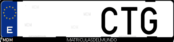 Imágen de matrícula de coche con letras CTG de España