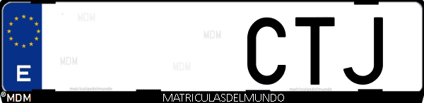 Imágen de matrícula de coche con letras CTJ de España
