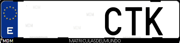 Imágen de matrícula de coche con letras CTK de España