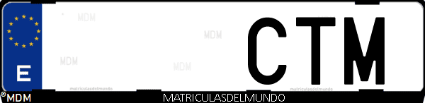Imágen de matrícula de coche con letras CTM de España